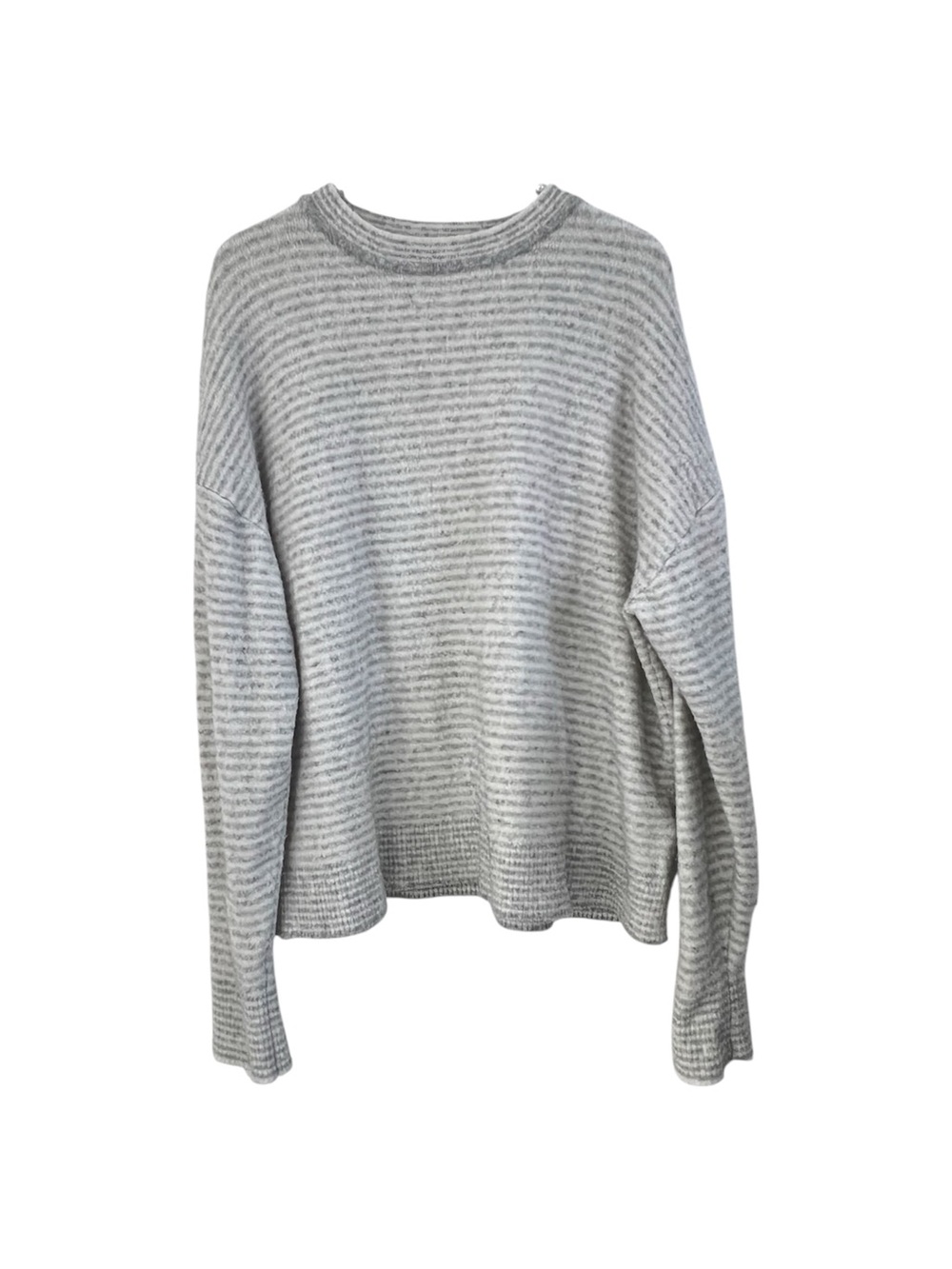 J Crew Gray Striped Long Sleeve Knit Sweater Women's Size Large